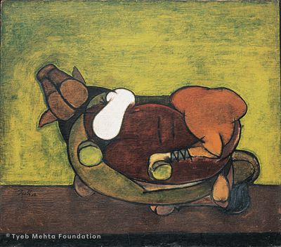**Trussed Bull**, 1956, 101.6×127 cm, oil on canvas